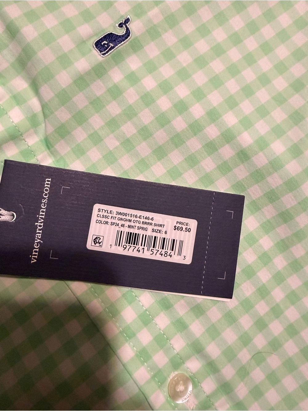 Vineyard Vines Mint Sprig Gingham Boys' Button-Down Shirt - Picture 5 of 5